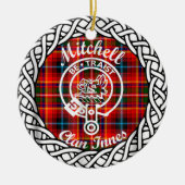 Scottish Clan Mitchell Tartan en Crest Keramisch Ornament (Voorkant)