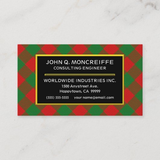 Scottish Clan Moncreiffe Tartan Pset Visitekaartje (Voorkant)