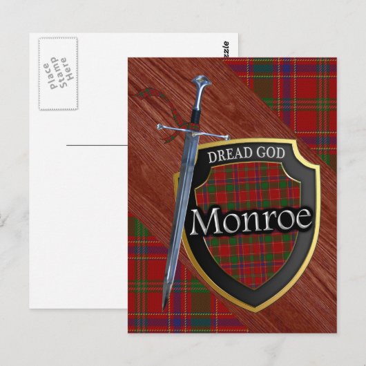 Scottish Clan Monroe Munro Tartan Shield and Sword Briefkaart (Voorkant / Achterkant)