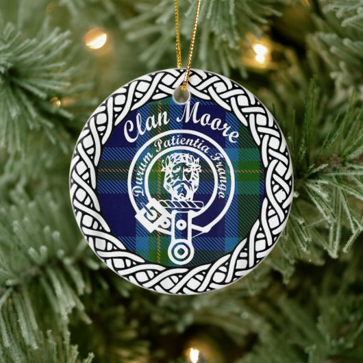 Scottish Clan Moore Tartan en Crest Keramisch Ornament (Boom)