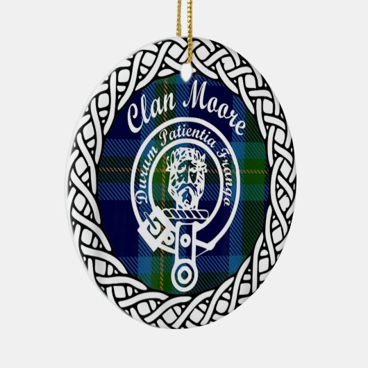 Scottish Clan Moore Tartan en Crest Keramisch Ornament (Rechts)