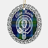 Scottish Clan Moore Tartan en Crest Keramisch Ornament (Links)