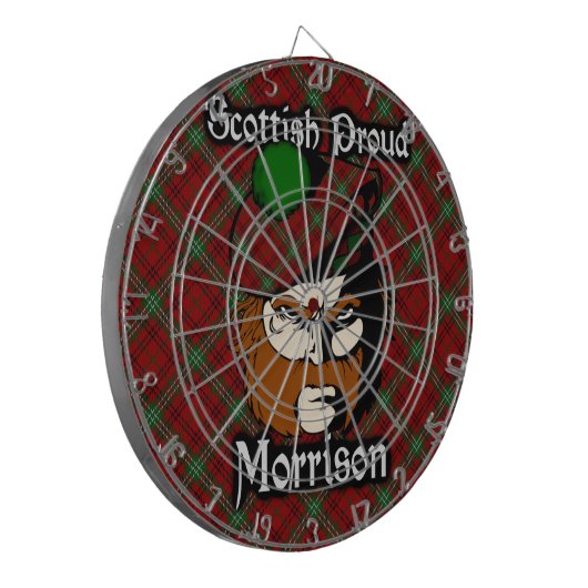Scottish Clan Morrison Tartan Dartboard Dartbord (Voorkant Links)