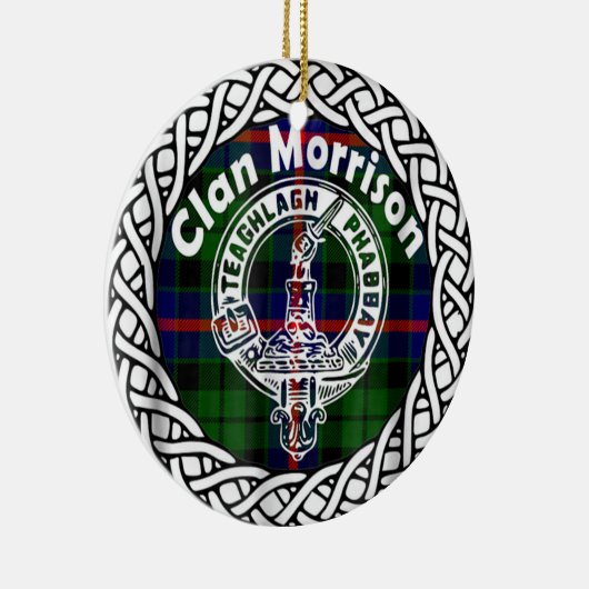 Scottish Clan Morrison Tartan en Crest Keramisch Ornament (Rechts)