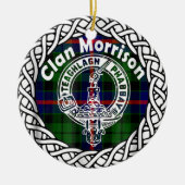 Scottish Clan Morrison Tartan en Crest Keramisch Ornament (Voorkant)