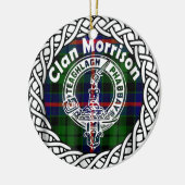 Scottish Clan Morrison Tartan en Crest Keramisch Ornament (Links)