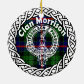 Scottish Clan Morrison Tartan en Crest Keramisch Ornament (Achterkant)
