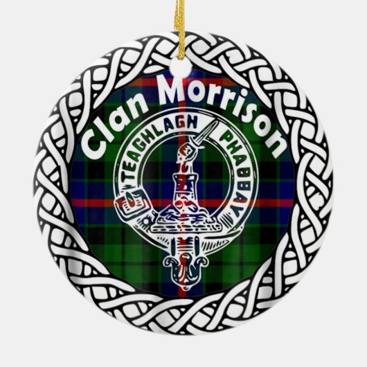 Scottish Clan Morrison Tartan en Crest Keramisch Ornament (Achterkant)