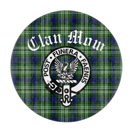 Scottish Clan Mow Crest & Tartan Snijplank (Voorkant)