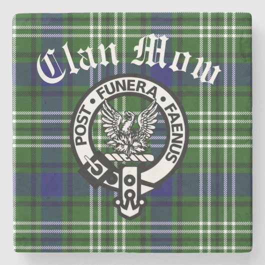 Scottish Clan Mow Crest & Tartan Stenen Onderzetter (Voorkant)