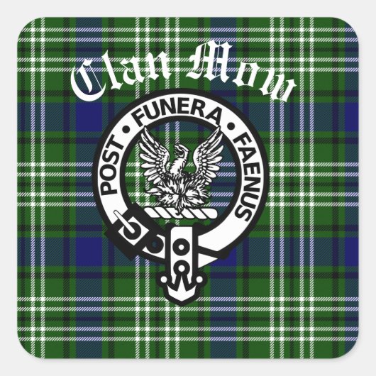 Scottish Clan Mow Crest & Tartan Vierkante Sticker (Voorkant)