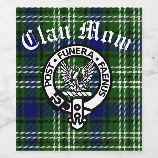 Scottish Clan Mow Crest & Tartan Wijn Etiket (Enkel label)