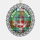 Scottish Clan Muirhead Tartan en Crest Keramisch Ornament (Links)