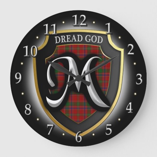 Scottish Clan Munro Munroe Monroe Tartan Shield Grote Klok (Voorkant)