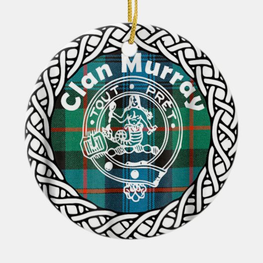 Scottish Clan Murray Tartan en Crest Keramisch Ornament (Voorkant)