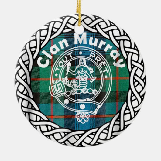 Scottish Clan Murray Tartan en Crest Keramisch Ornament (Achterkant)