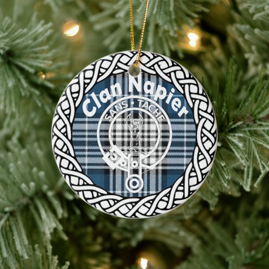 Scottish Clan Napier Tartan en Crest Keramisch Ornament (Boom)
