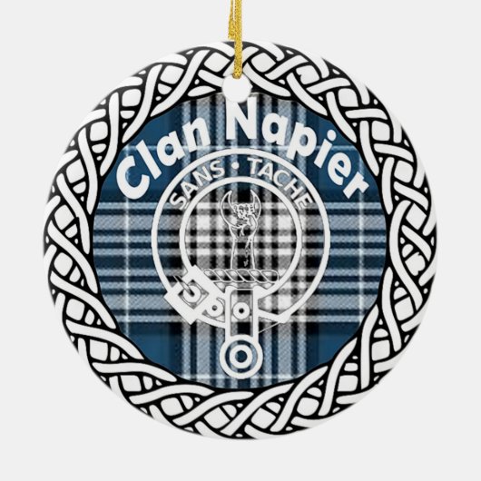 Scottish Clan Napier Tartan en Crest Keramisch Ornament (Achterkant)