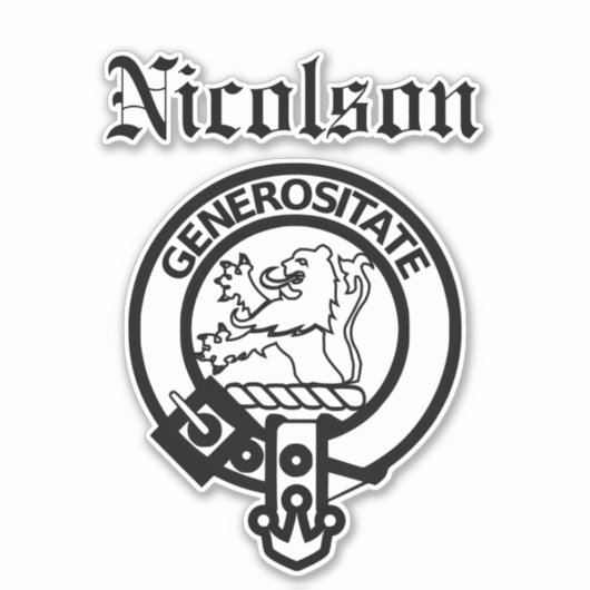 Scottish Clan Nicolson Crest Badge Large Sticker (Voorkant)