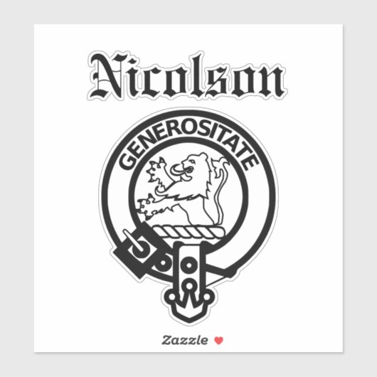 Scottish Clan Nicolson Crest Badge Large Sticker (Vel)