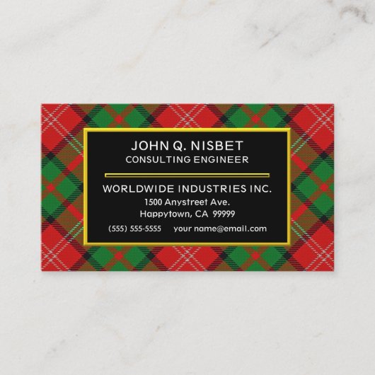 Scottish Clan Nisbet Tartan Pset Visitekaartje (Voorkant)