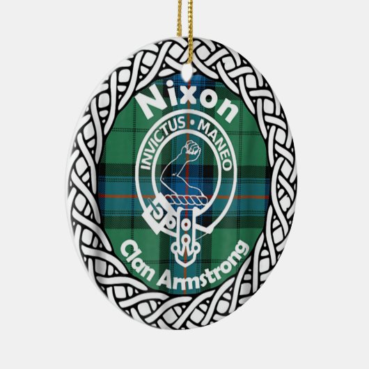 Scottish Clan Nixon Tartan en Crest Keramisch Ornament (Rechts)