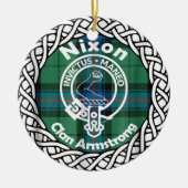 Scottish Clan Nixon Tartan en Crest Keramisch Ornament (Voorkant)