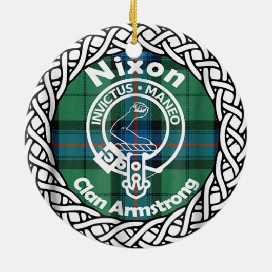Scottish Clan Nixon Tartan en Crest Keramisch Ornament (Achterkant)