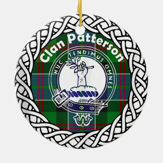 Scottish Clan Patterson Tartan en Crest Keramisch Ornament (Achterkant)