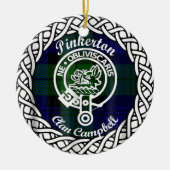 Scottish Clan Pinkerton Tartan en Crest Keramisch Ornament (Voorkant)