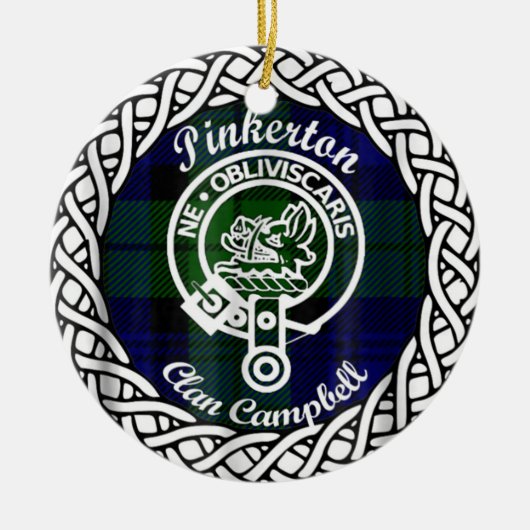Scottish Clan Pinkerton Tartan en Crest Keramisch Ornament (Voorkant)