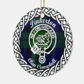 Scottish Clan Pinkerton Tartan en Crest Keramisch Ornament (Links)