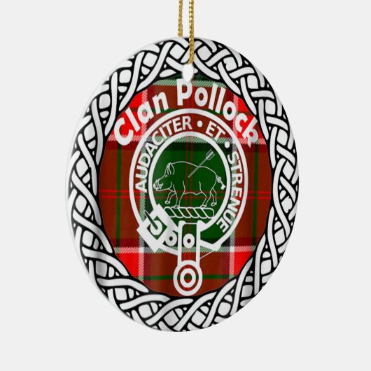Scottish Clan Pollock Tartan en Crest Keramisch Ornament (Rechts)