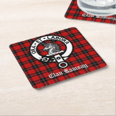 Scottish Clan Ramsay Crest & Tartan Kartonnen Onderzetters (Schuin)