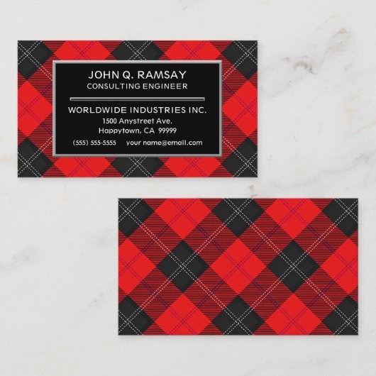 Scottish Clan Ramsay Red Tartan Pset Visitekaartje (Voorkant / Achterkant)