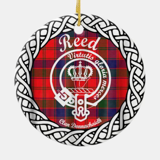 Scottish Clan Reed Tartan en Crest Keramisch Ornament (Achterkant)