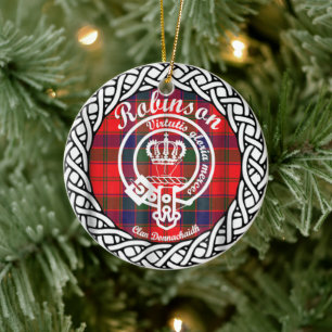 Scottish Clan Robinson Tartan en Crest Keramisch Ornament