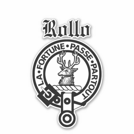 Scottish Clan Rollo Crest Badge Large Sticker (Voorkant)