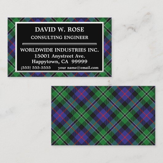 Scottish Clan Roos Tartan Pset Visitekaartje (Voorkant / Achterkant)