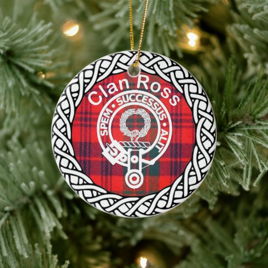 Scottish Clan Ross Tartan en Crest Keramisch Ornament (Boom)