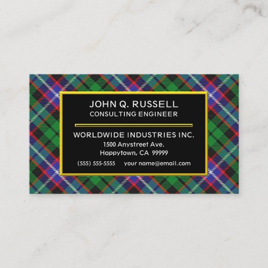 Scottish Clan Russell Tartan Pset Visitekaartje (Voorkant)