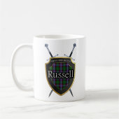 Scottish Clan Russell Tartan Shield & Swords Koffiemok (Links)