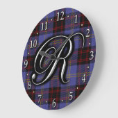 Scottish Clan Rutherford Letter R Monogram Tartan Grote Klok (Hoek)