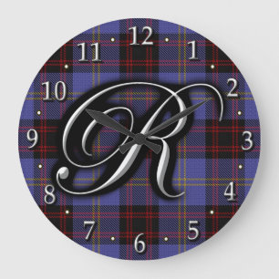 Scottish Clan Rutherford Letter R Monogram Tartan Grote Klok