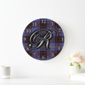 Scottish Clan Rutherford Letter R Monogram Tartan Grote Klok (Huis)