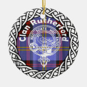Scottish Clan Rutherford Tartan en Crest Keramisch Ornament (Voorkant)
