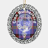 Scottish Clan Rutherford Tartan en Crest Keramisch Ornament (Links)
