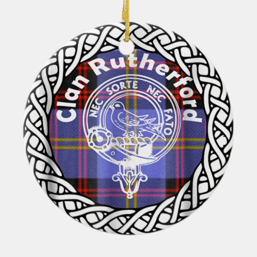 Scottish Clan Rutherford Tartan en Crest Keramisch Ornament (Achterkant)