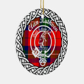Scottish Clan Ruthven Tartan en Crest Keramisch Ornament (Rechts)