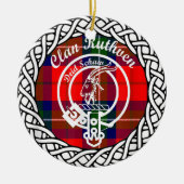 Scottish Clan Ruthven Tartan en Crest Keramisch Ornament (Voorkant)